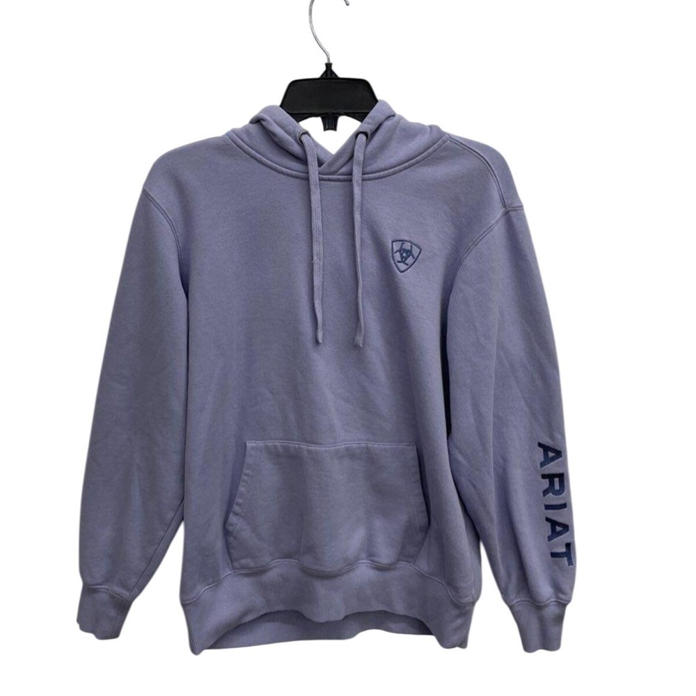 Ariat Womens Light Purple Pullover Logo Hoodie Sweatshirt Size Small Lavender